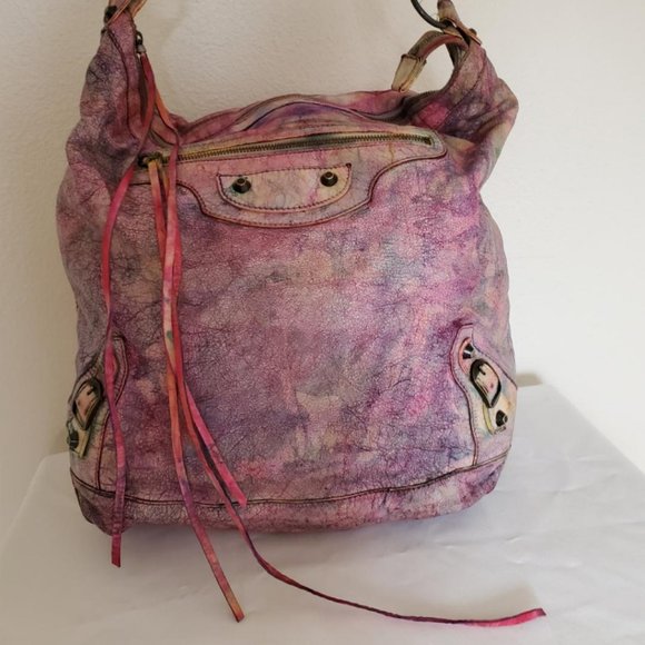 Balenciaga Handbags - Balenciaga pink blue purple gray graffiti classic giant day city bag work agneau